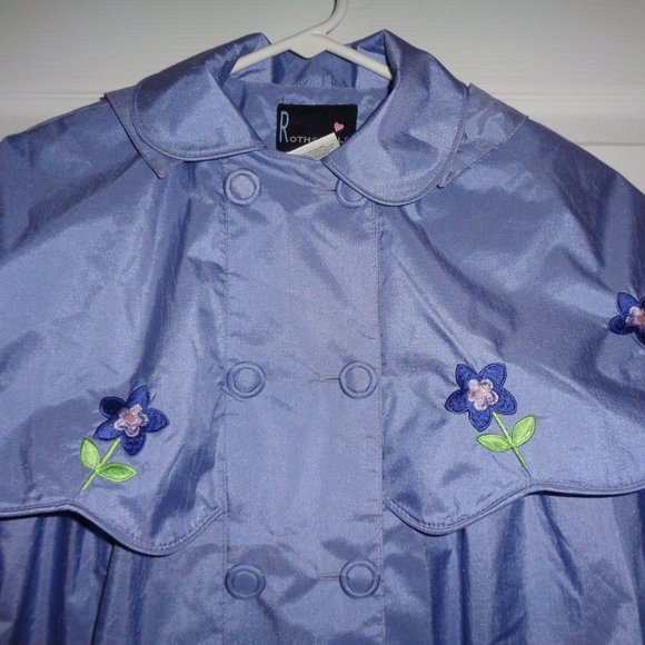 GIRL'S VINTAGE ROTHCHILD FLORAL JHOODED TRENCH COAT SIZE 8, LAVENDER - Picture 4 of 6